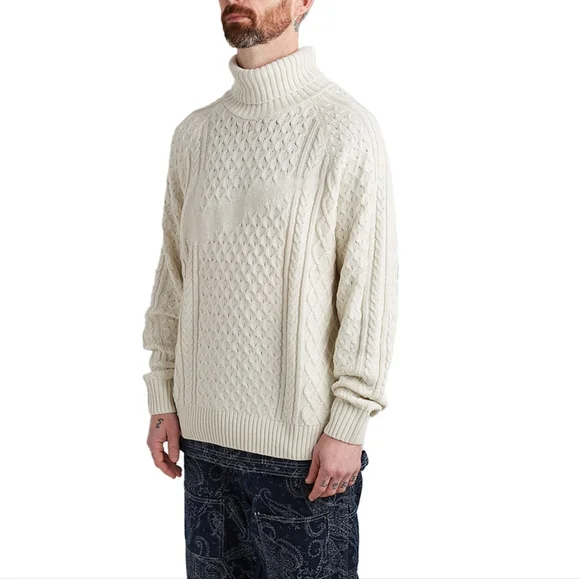 NWT Nike Life Light Bone Cable Knit Swoosh Turtleneck Sweater M